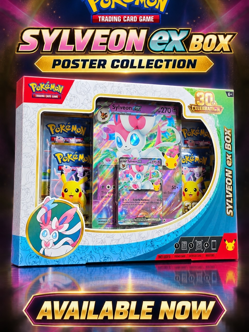 Sylveon ex Box Poster Collection – Pink/White Sylveon Trading Card Set